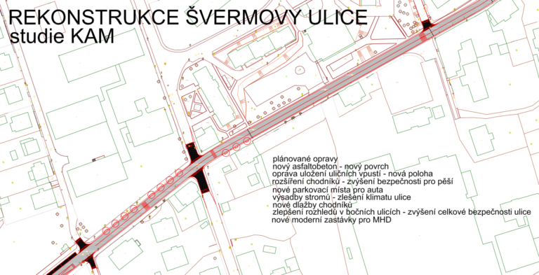 Rekonstrukce Švermovy ulice – prvotní návrh